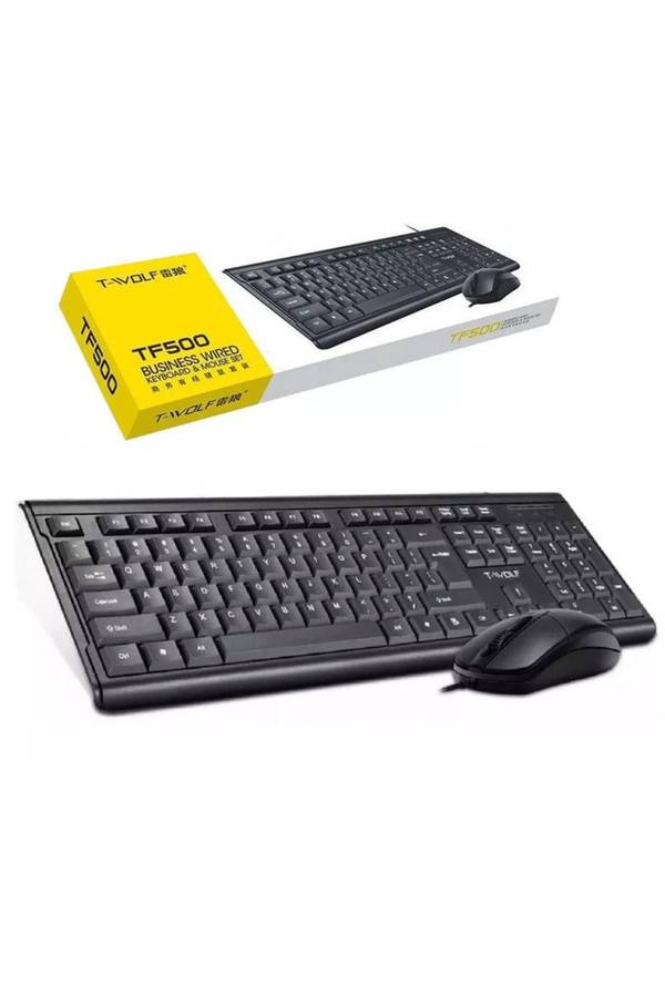 T-wolf TF500 Business Wired Keyboard &amp; Mouse Set Wired USB Desktop Keyboard