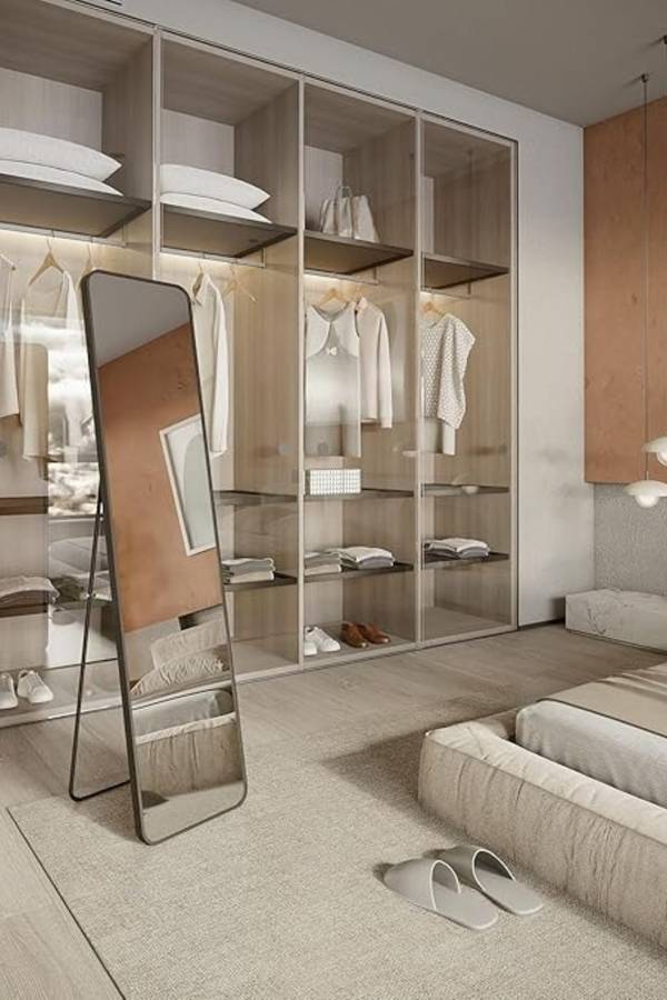 Senza® Large Rectangular Metal Black Framed Freestanding Mirror 500mm X 1500mm