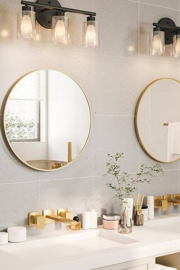 Senza® Large Round Metal Gold Framed Mirror 600mm