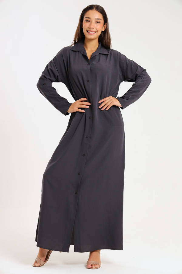 Ladies Madilyn Maxi Full Length Button Down Shirt Dress