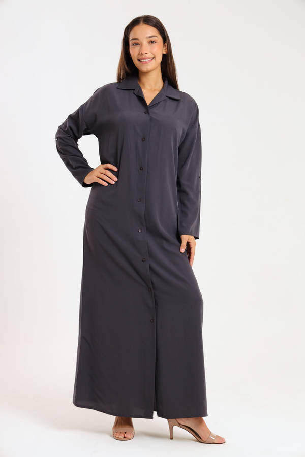 Ladies Madilyn Maxi Full Length Button Down Shirt Dress