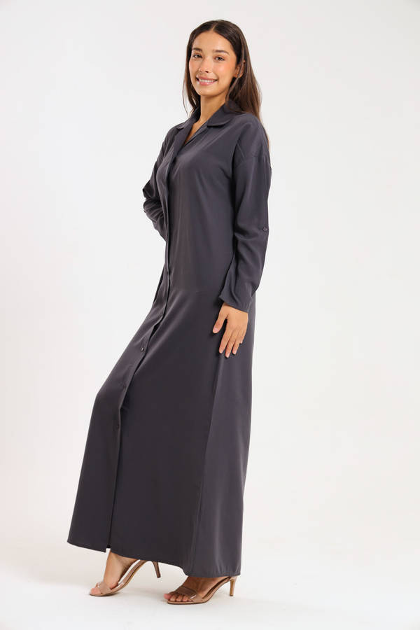 Ladies Madilyn Maxi Full Length Button Down Shirt Dress