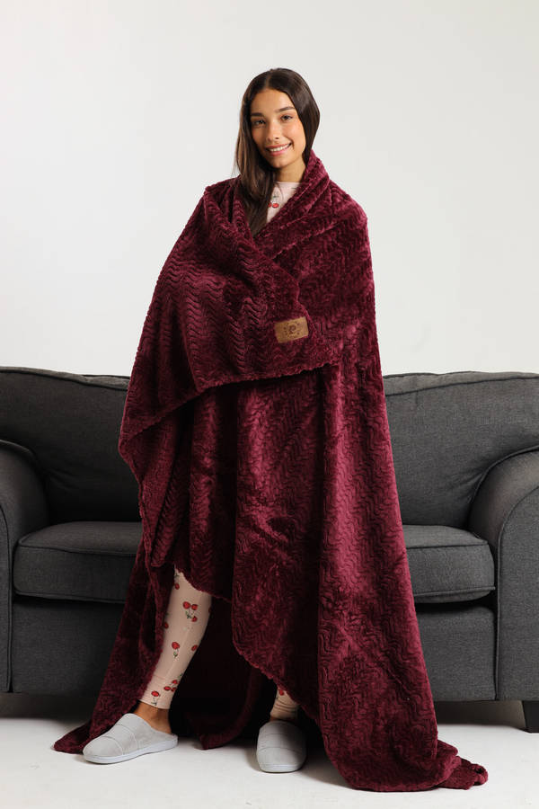 Pierre Cardin Textured Ripple Flannel Luxury Throw XL 180cm x 200cm
