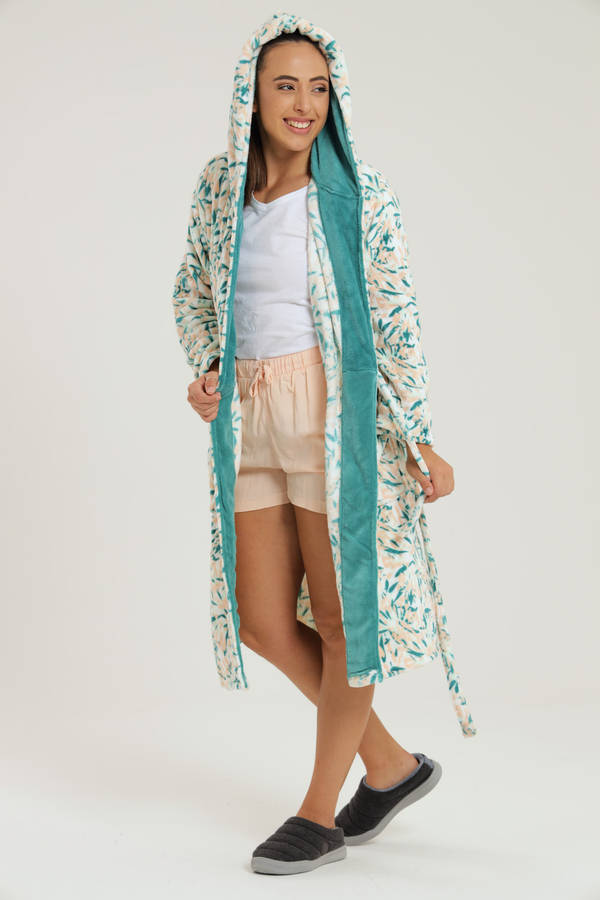 Plush Hooded Coral Fleece Luxury Winter Gown