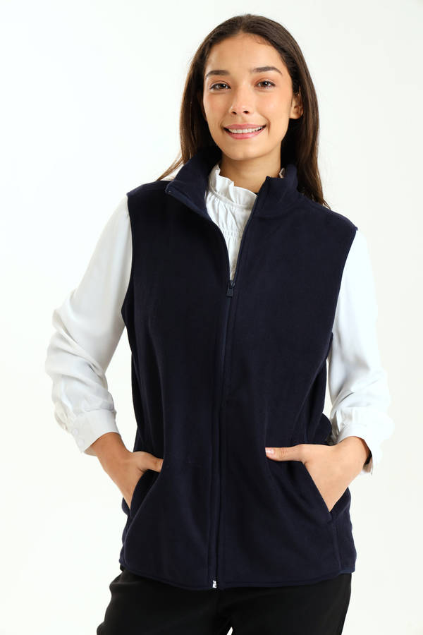 Branded Unisex Zipped Fleece Gilet Sleeveless Body Warmer With Pockets Navy