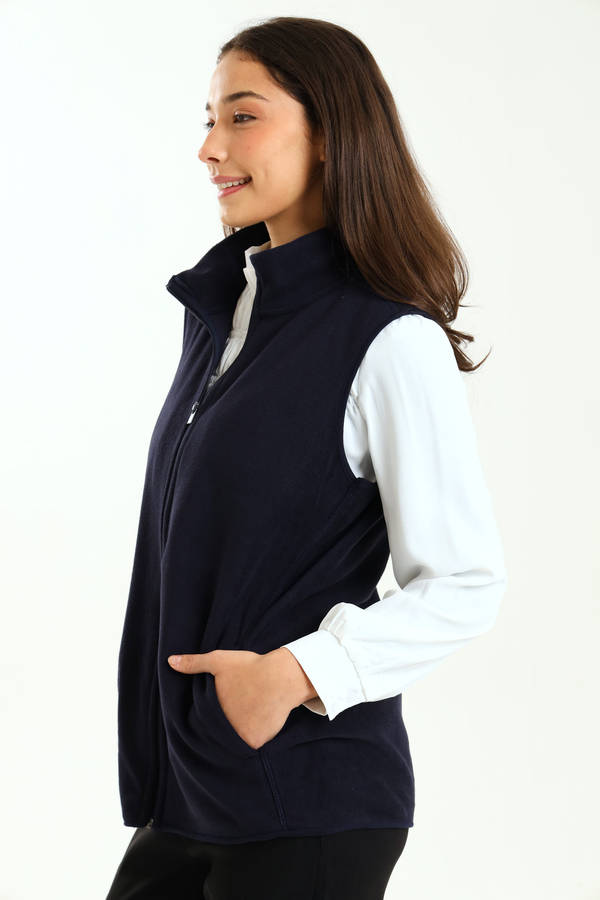 Branded Unisex Zipped Fleece Gilet Sleeveless Body Warmer With Pockets Navy