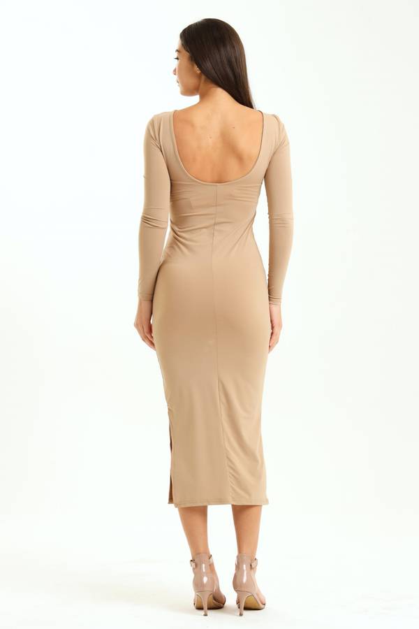 Peyton Skin Tight Long Sleeve Bodycon Open Back Dress