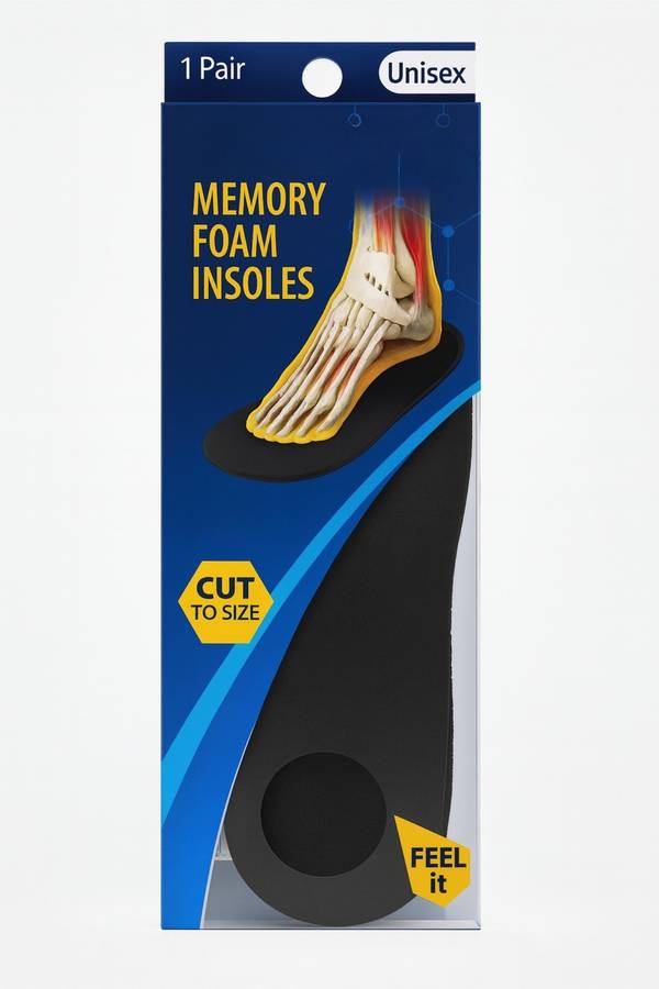 1 Pair Unisex Inner Soles Memory Foam DIY Cut to Size