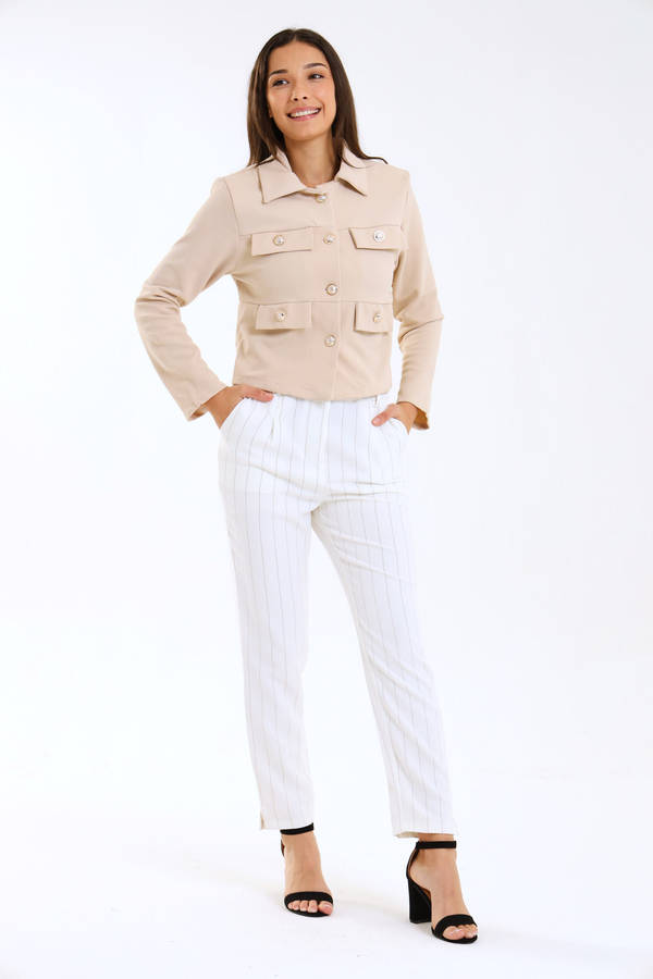 Ladies Premium Button Down Cropped Jacket