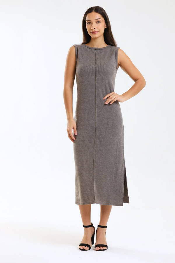 Italian Sleeveless Ribbed Bodycon Dress