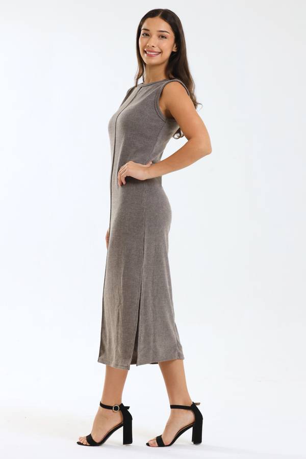 Italian Sleeveless Ribbed Bodycon Dress