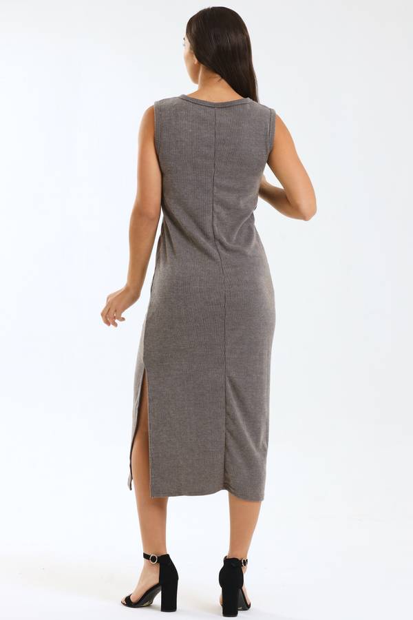 Italian Sleeveless Ribbed Bodycon Dress
