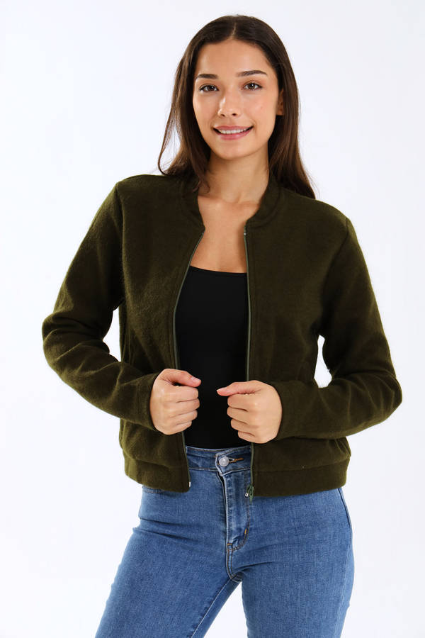 Ladies Zipp-Up Melton Jacket