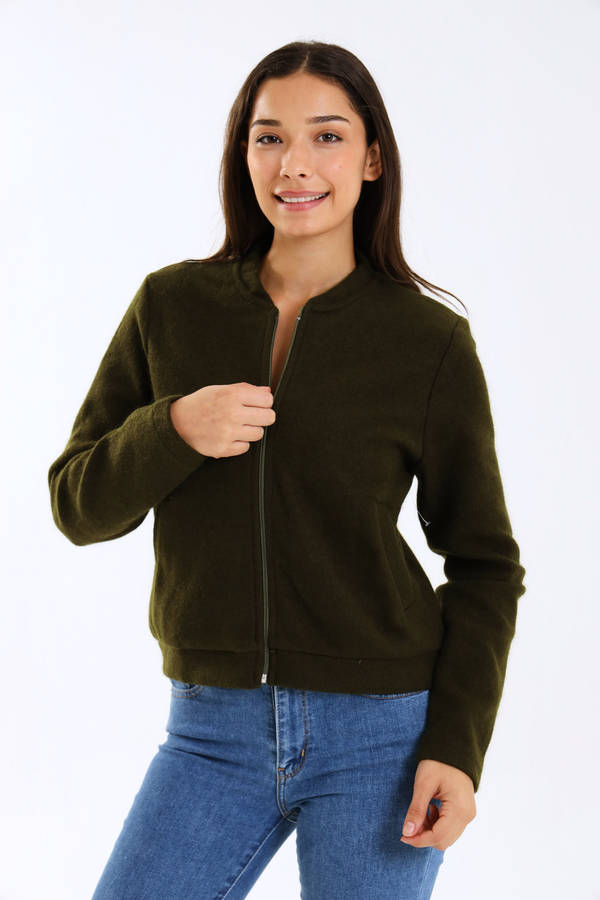 Ladies Zipp-Up Melton Jacket