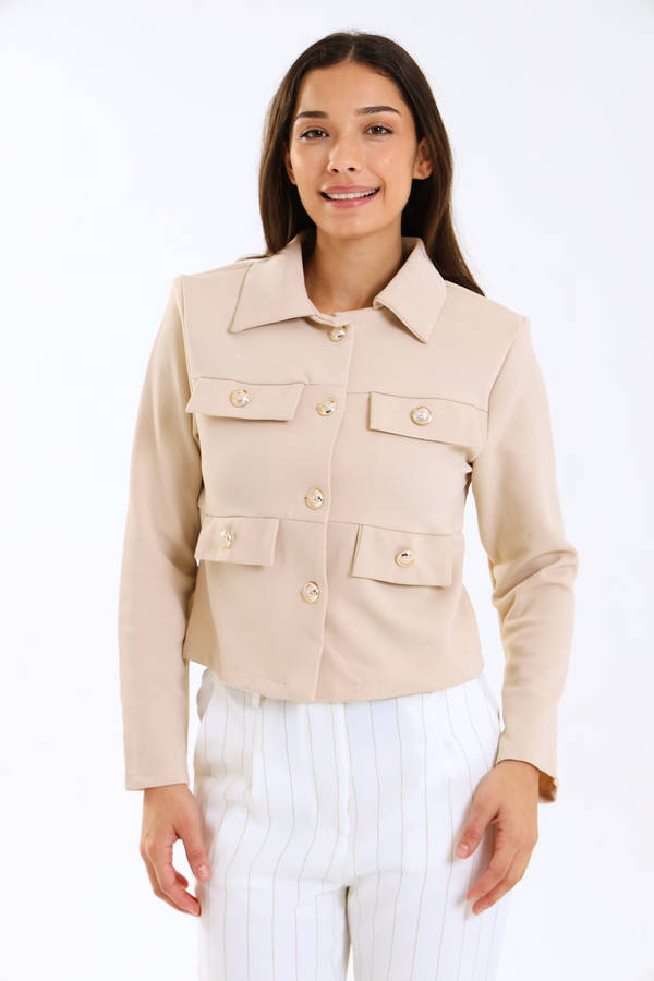 Ladies Premium Button Down Cropped Jacket