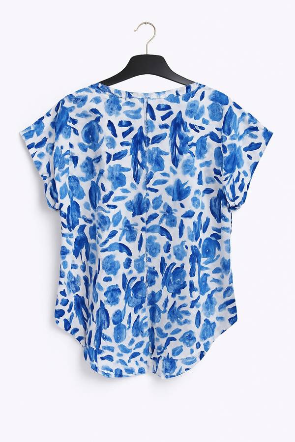 Ladies Blue Floral Printed Summer Top