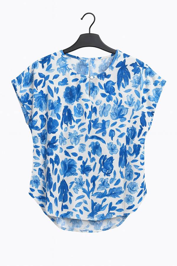 Ladies Blue Floral Printed Summer Top