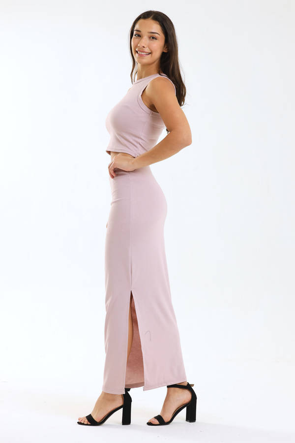 Ladies Bodycon 2 Piece Maxi Skirt & Top Set