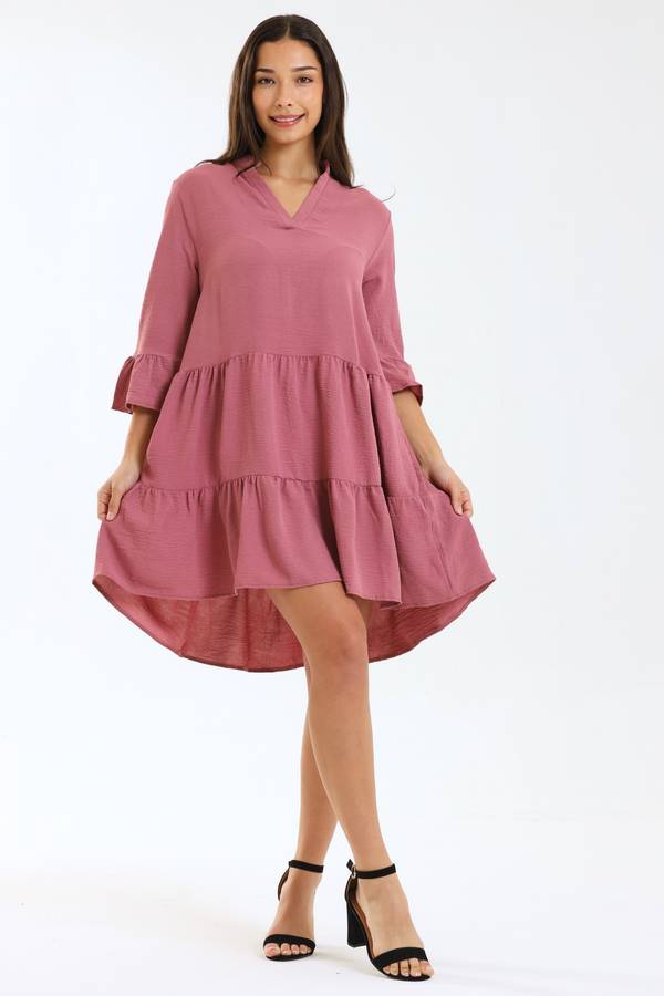 Ladies Celeste 3/4 Sleeve High-Low Tiered Dress