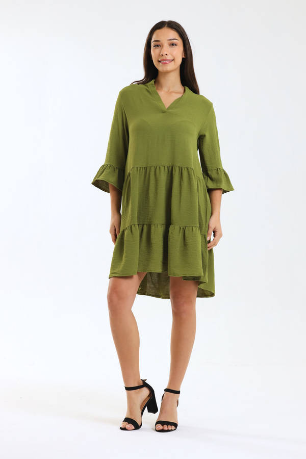 Ladies Celeste 3/4 Sleeve High-Low Tiered Dress