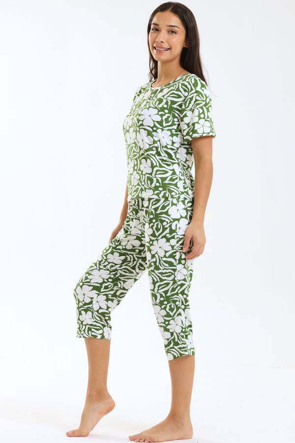 Ladies Printed 3/4 Pyjama Set