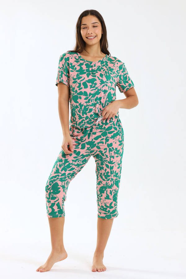 Ladies Printed 3/4 Pyjama Set