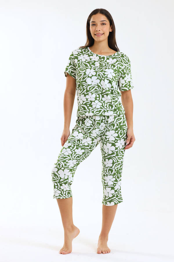 Ladies Printed 3/4 Pyjama Set