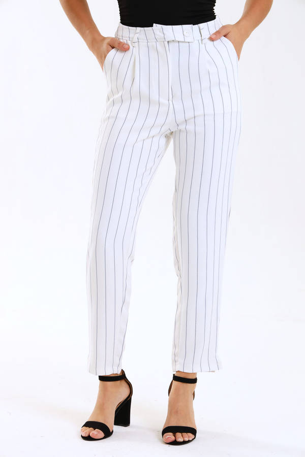 Ladies Striped Formal Straight Leg Pants