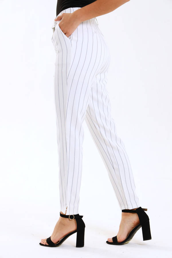 Ladies Striped Formal Straight Leg Pants