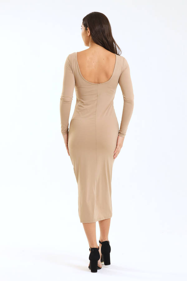 Ladies Kira Skin Tight Long Sleeve Bodycon Open Back Dress