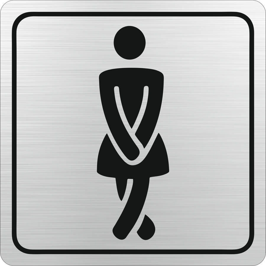Ladies Toilet Symbolic Sign - Black Printed on Brushed Aluminium ACP (150 x 150mm)