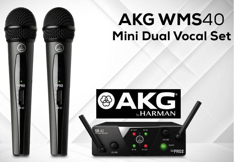 AKG Harman WMS40 Mini Dual Vocal Set Wireless Microphone System