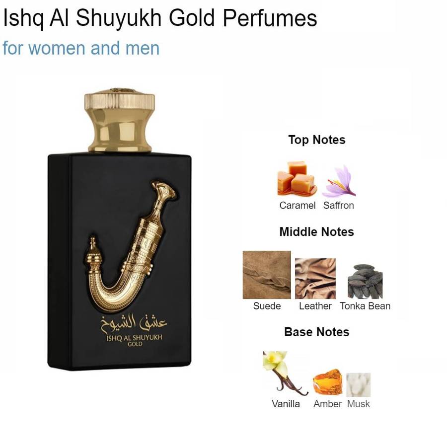 Ishq Al Shuyukh Gold With 3ml Free Perfume Spray - Unisex - EDP 100ml
