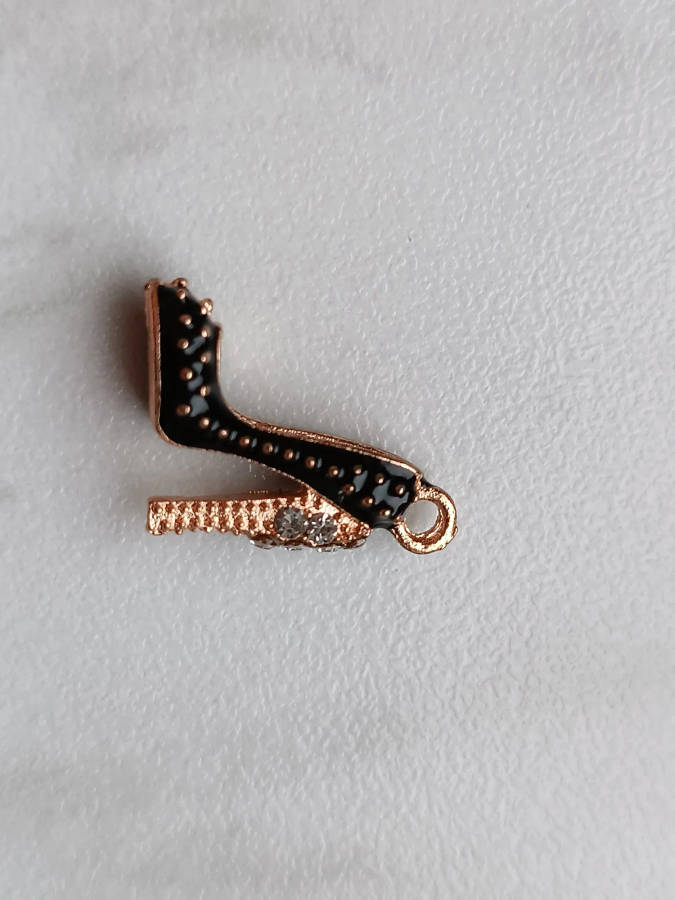 2Pcs 20*16mm Enamel Drop Oil High Heels Charms Pendant - Black