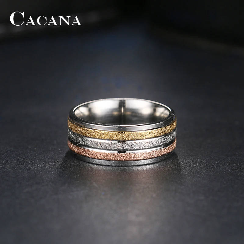 GENUINE Stainless Steel Ring Three Colors Lines Size 6