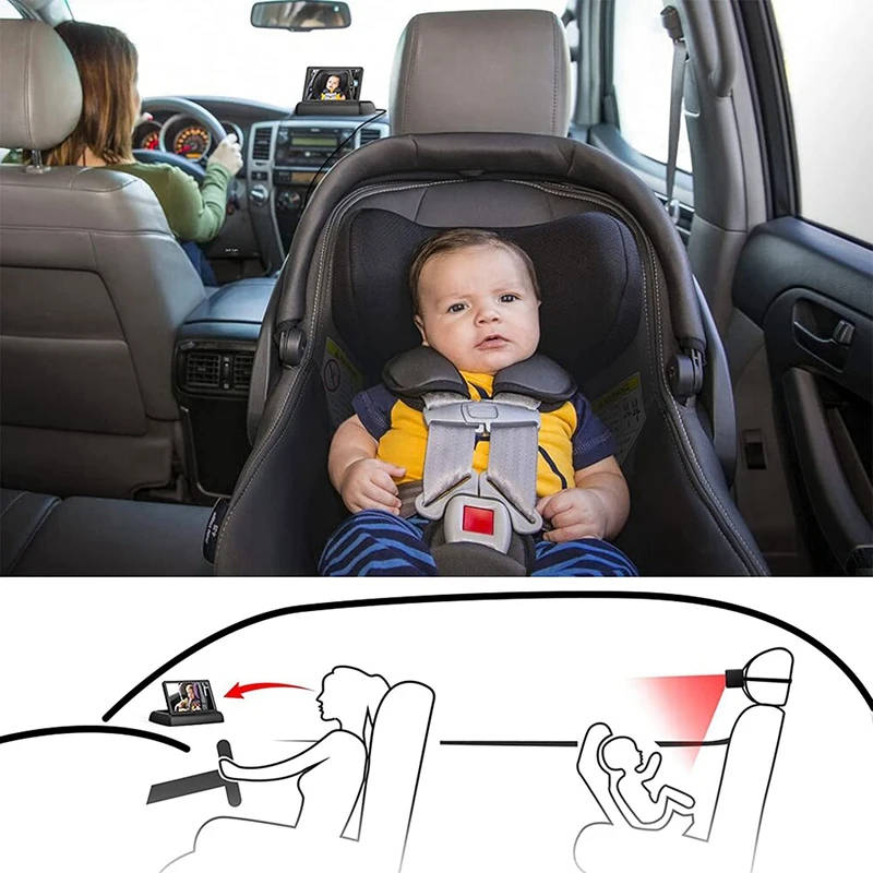 Car Mirror Camera for Baby 4.3 Inch HD Display Back Seat Full View Baby Car Camera
