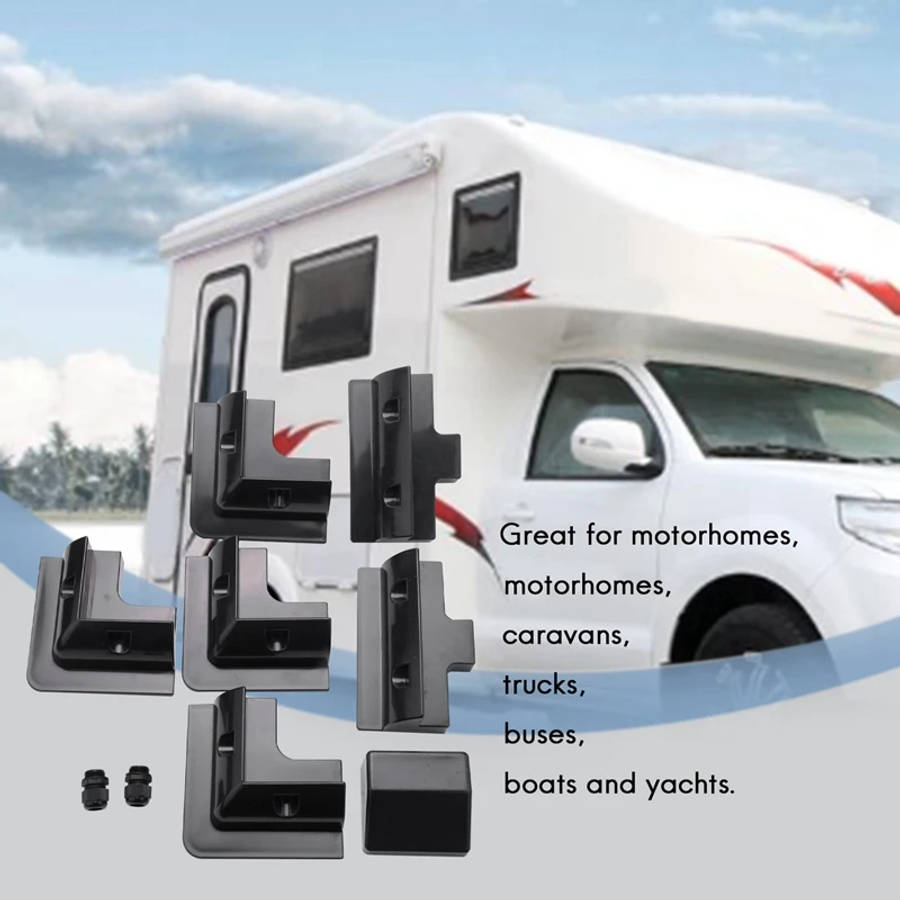 7Pcs/Set Frame Solar Module Corner Mounting ABS Bracket Kit Motorhome Solar Panel Stand Black