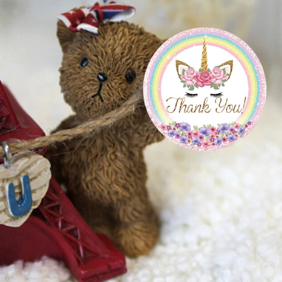 50pcs/roll 1.5inch Round "Unicorn" Kraft Paper Stickers Adhesive Labels Ref 09