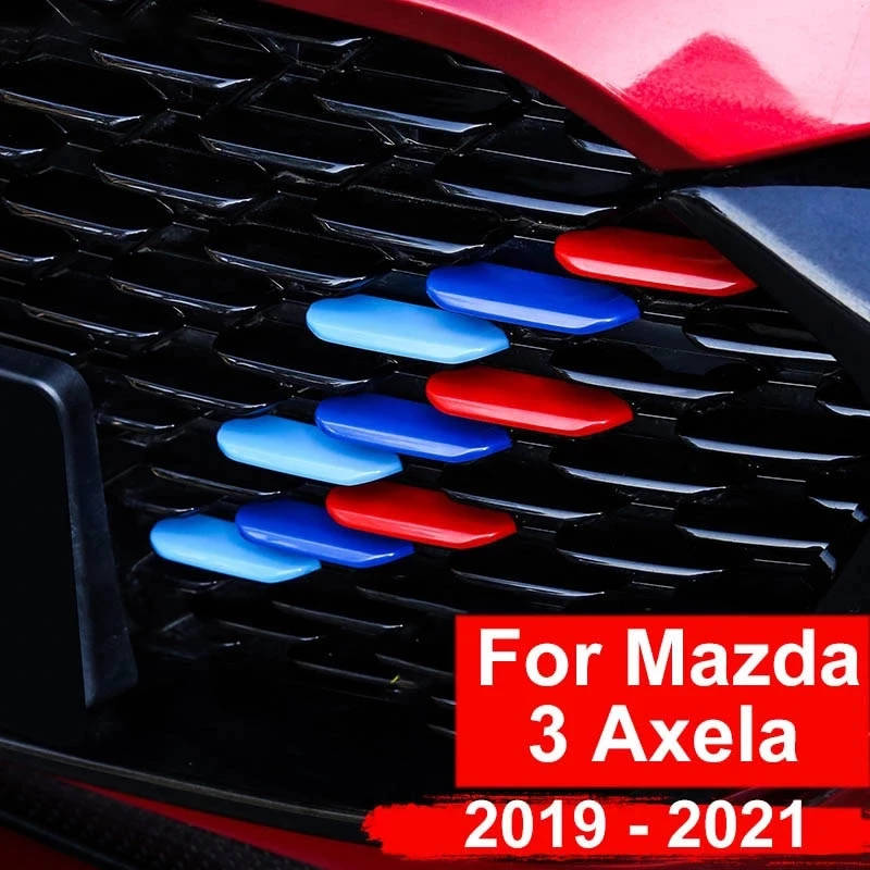 Car Front Face Middle Net Bright Sequins Protection Strip Three Colors for Mazda 3 Axela 2019-21