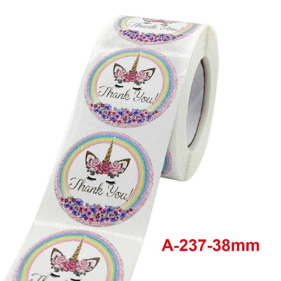 50pcs/roll 1.5inch Round "Unicorn" Kraft Paper Stickers Adhesive Labels Ref 09