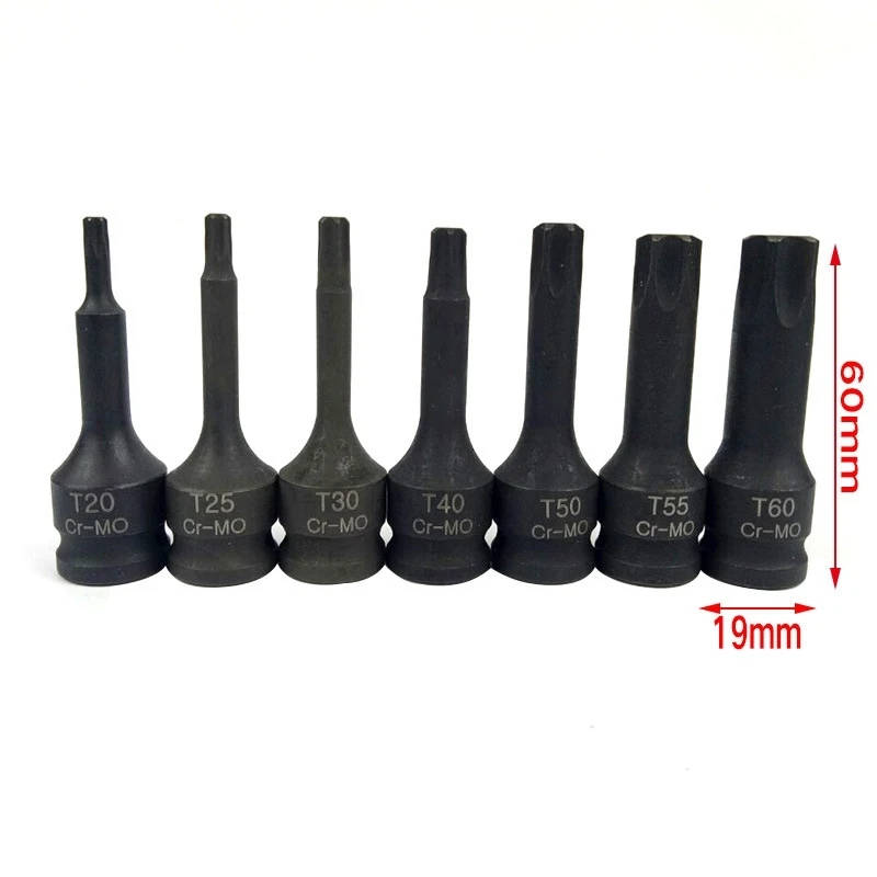 7 PCS/ Set 3/8 Inch Metric CR-MO Steel Car Pneumatic Pressure Batch Socket Set Tool, 7089 H Type