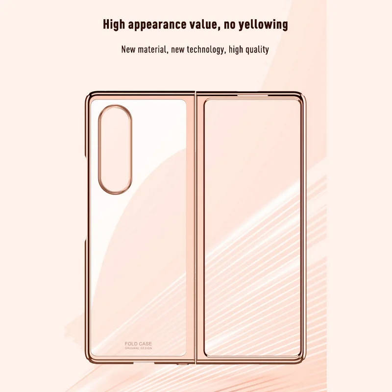 Luxury Glossy Plating Clear Case For Samsung Z Fold3 Fold2 Hard Full Protector Shockproof