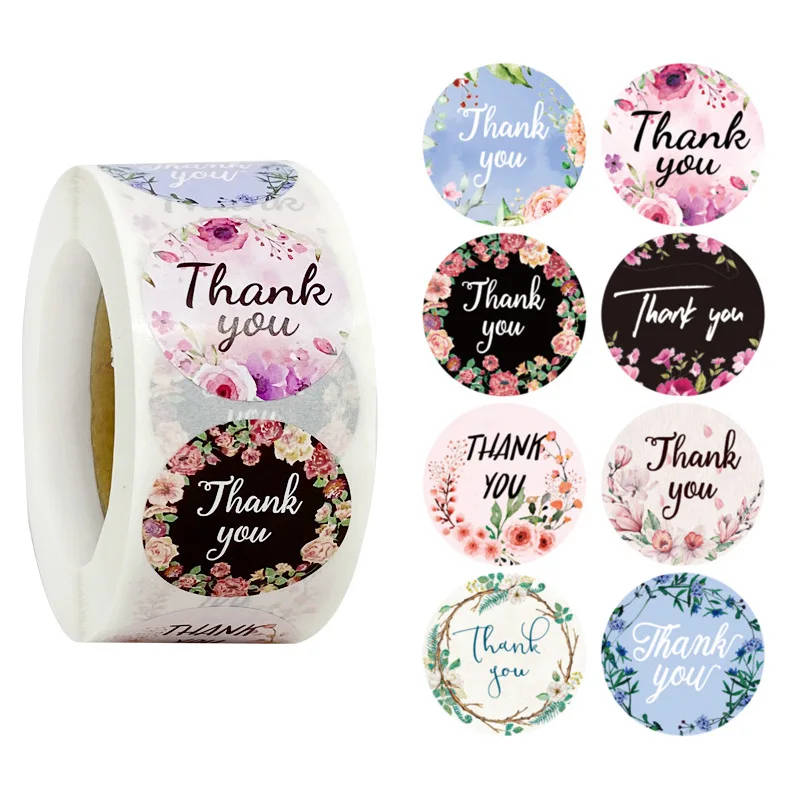100pcs/roll Thank You Stickers for Seal Labels 1 Inch Gift Packaging Stickers