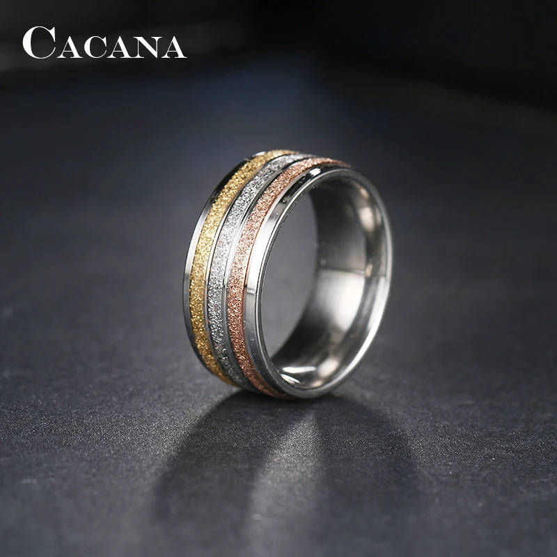 GENUINE Stainless Steel Ring Three Colors Lines Size 6