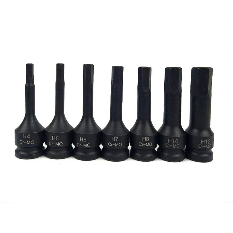 7 PCS/ Set 3/8 Inch Metric CR-MO Steel Car Pneumatic Pressure Batch Socket Set Tool, 7089 H Type