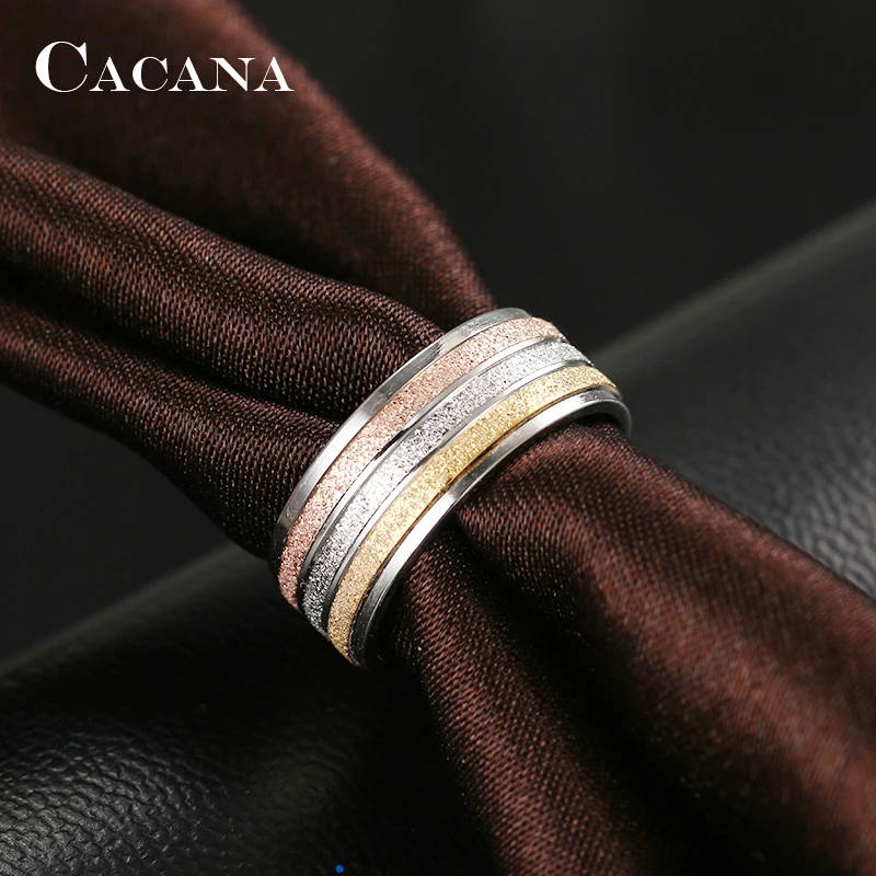GENUINE Stainless Steel Ring Three Colors Lines Size 6