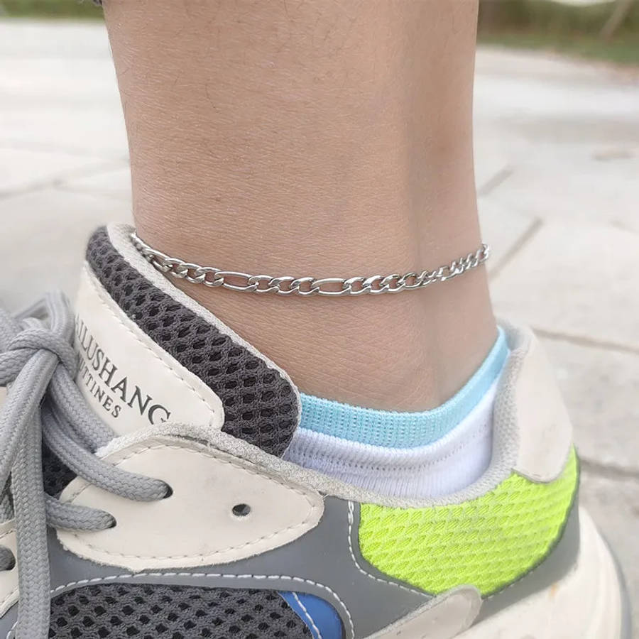 Retail Price R650 Stainless - Figaro Chain Anklets SILVER COLOUR 4mm Width- DO NOT FADE