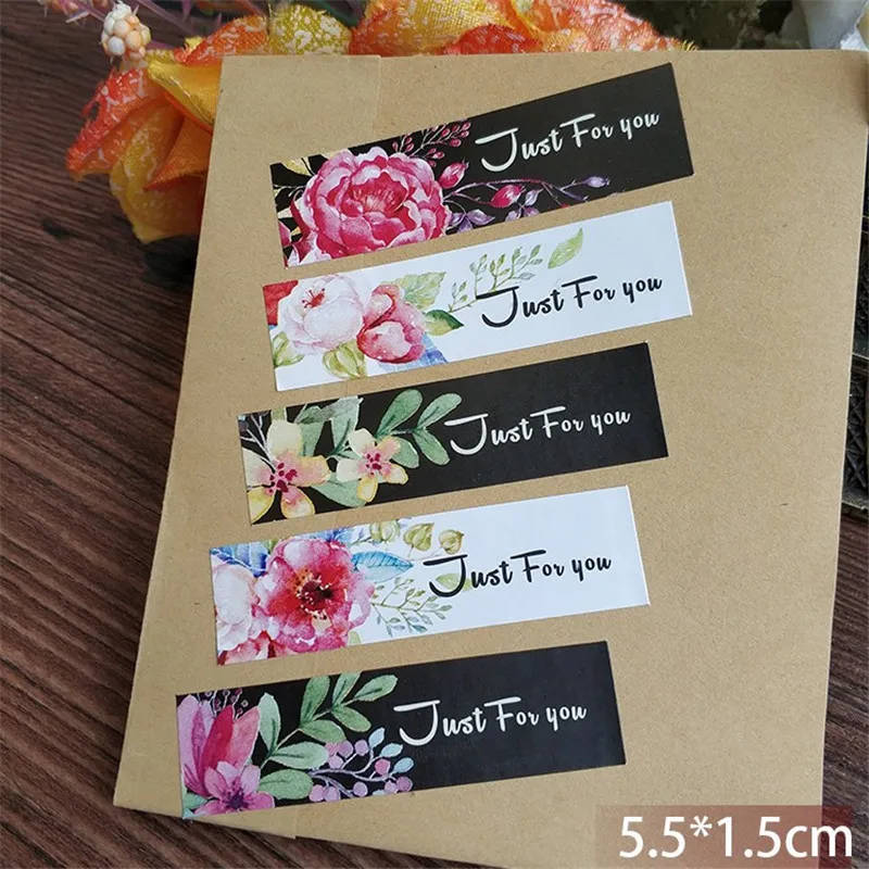 50pcs Just for you flower gift sealing label Adhesive Sticker 5.5x1.5cm