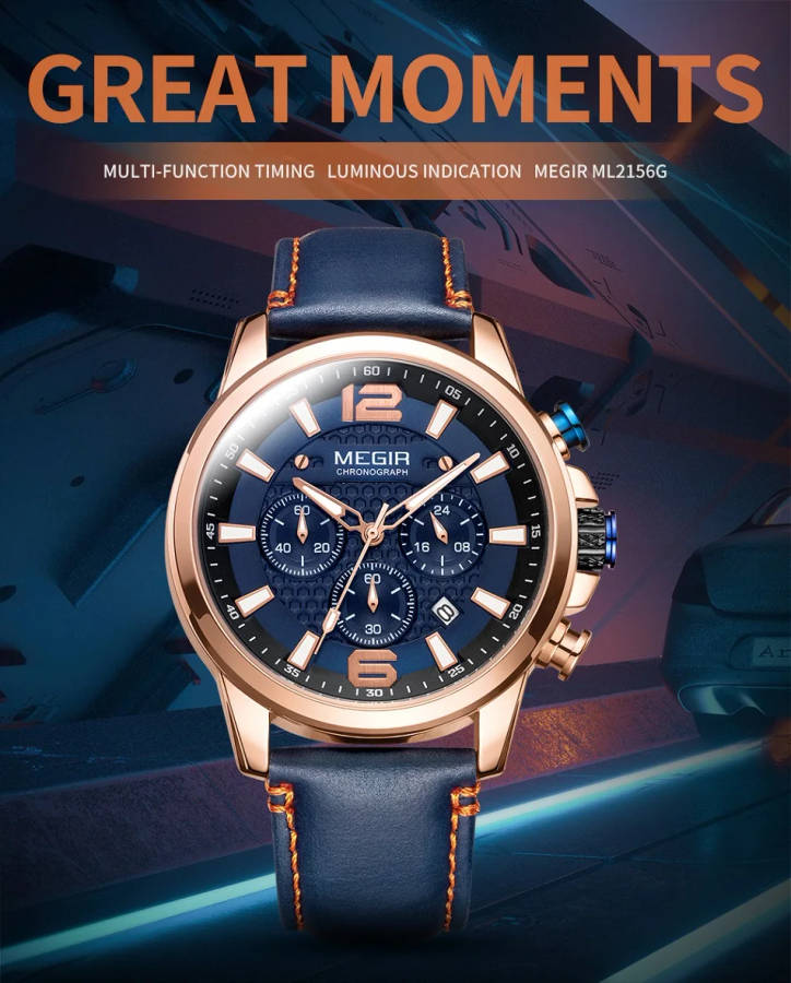 MEGIR Luxury Men's Watch Top Brand Sport Quartz Men Watches Chronograph Waterproof Man Leather Date Wristwatch Relogio Masculino|Quartz Watches| - AliExpress