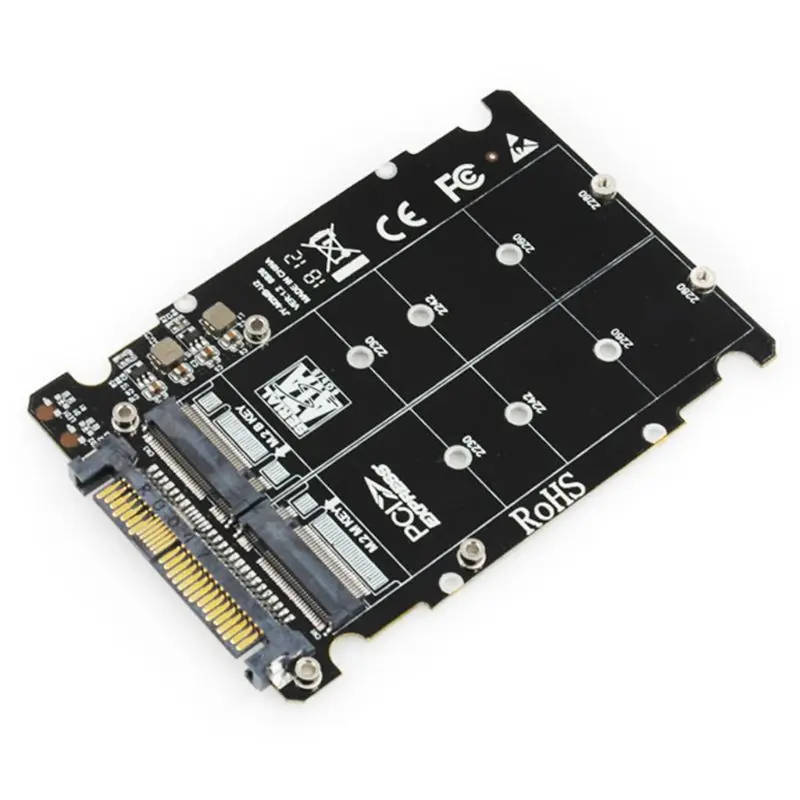 M.2 SSD to U.2 Adapter 2in1 M.2 NVMe and SATA-Bus NGFF SSD to PCI-e U.2 SFF-8639 Adapter P